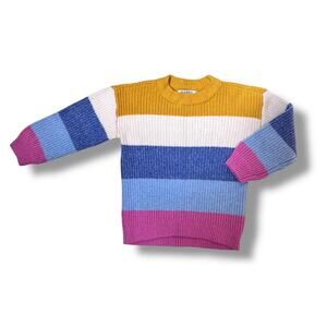 Old Navy Girls Sweater 4T Multicolor Stripe Thick Knit Crewneck Pullover Warm